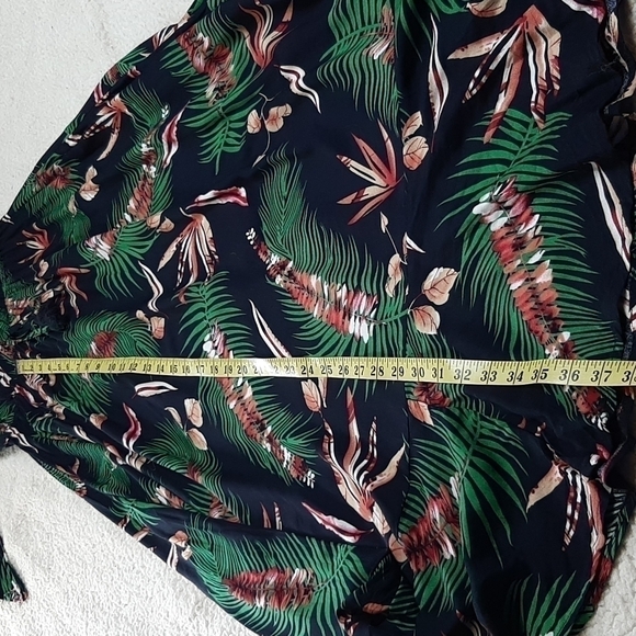 Maxi dress BOHO Floral Leaf Black navy green Off Shoulder Size S LABEL OF LOVE - Picture 10 of 14